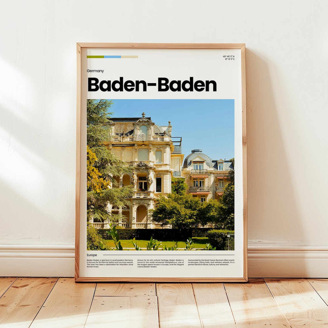 Baden-Baden Germany Elegant Spa Town Historic Architecture Travel Photo Poster