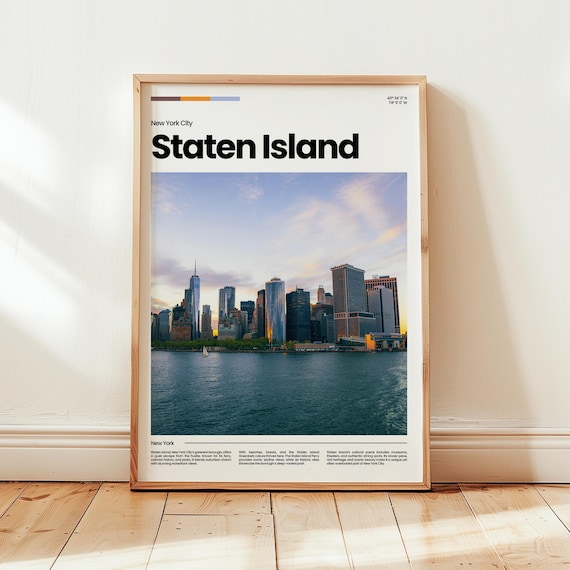 Staten Island New York City Skyline Harbor View Travel Poster