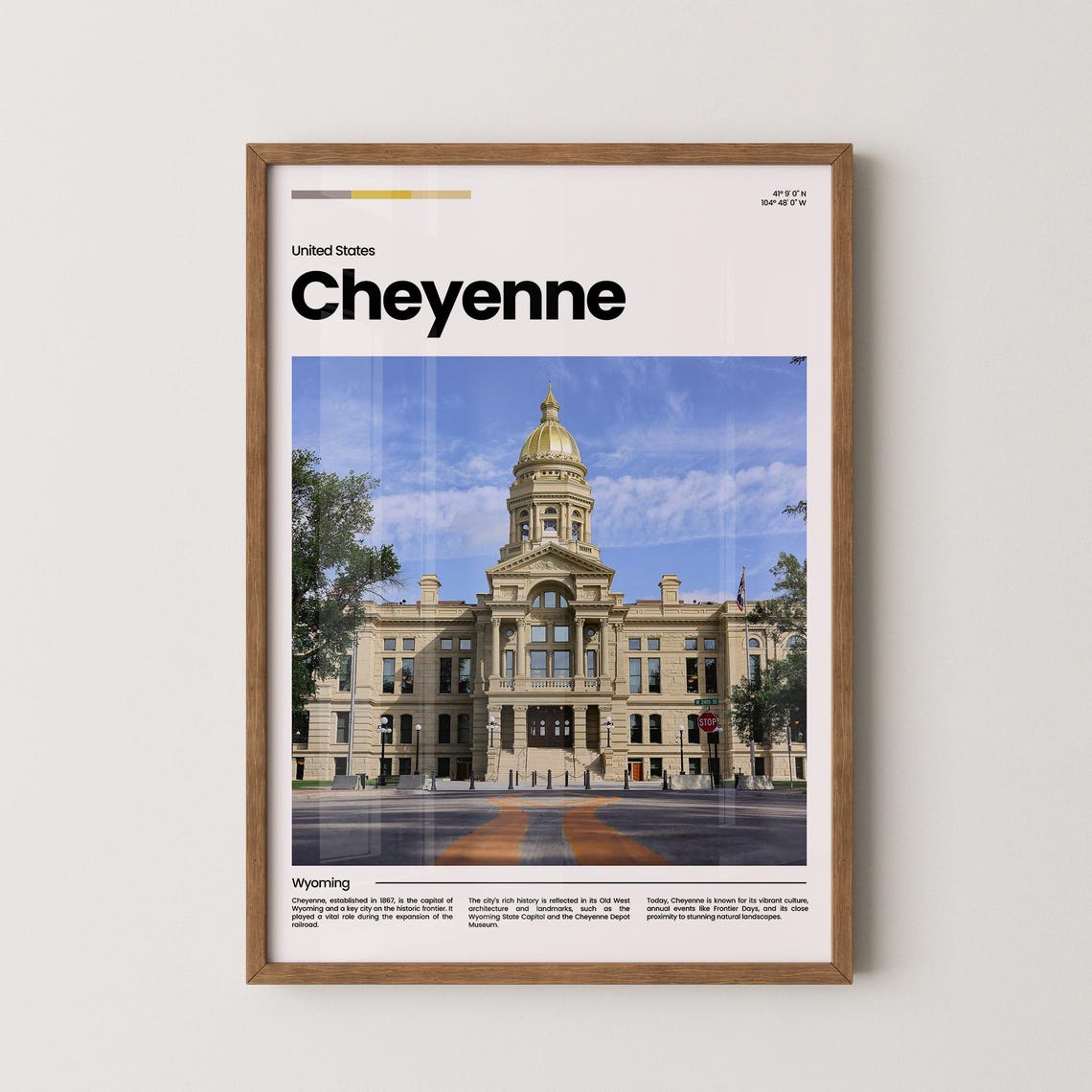 Cheyenne Wyoming State Capitol Golden Dome Historic Building Poster