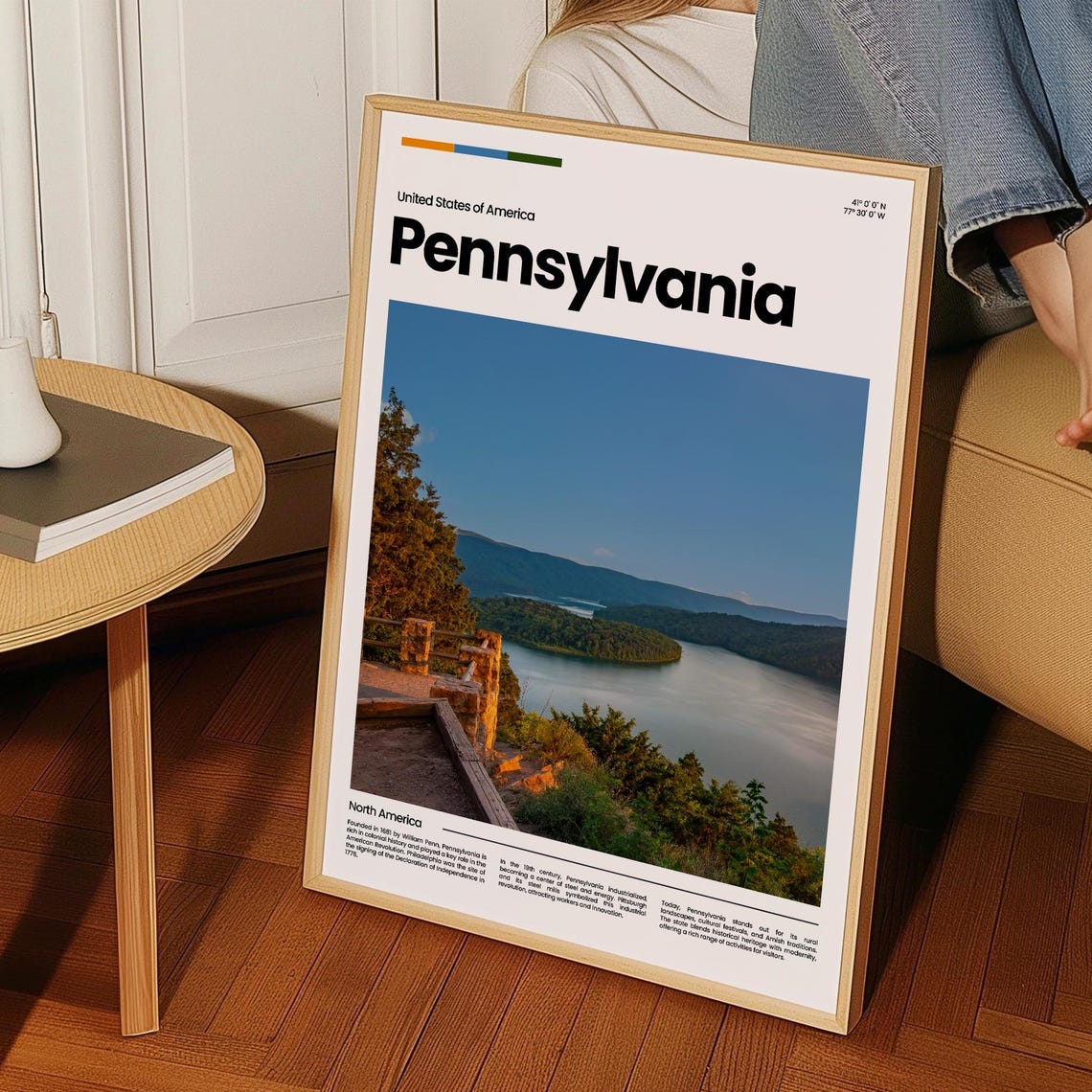 Pennsylvania Stone Overlook River Valley Autumn Scenic Poster - Image 3