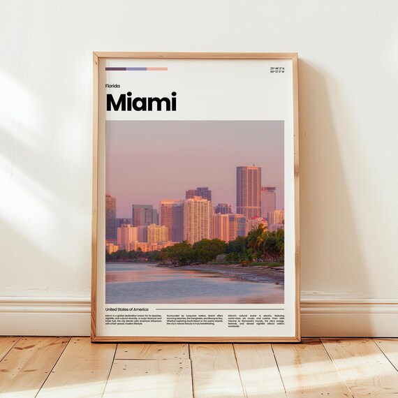 Miami Poster Print Photo Wall Art Florida Travel Gift