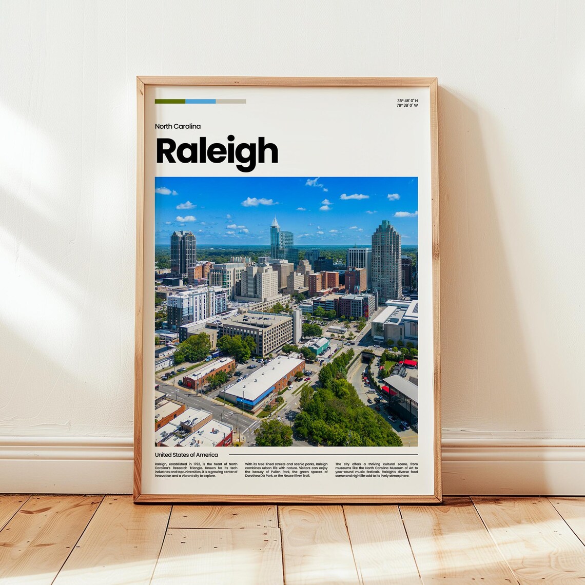 Raleigh Poster Print Photo Wall Art North Carolina Travel Gift