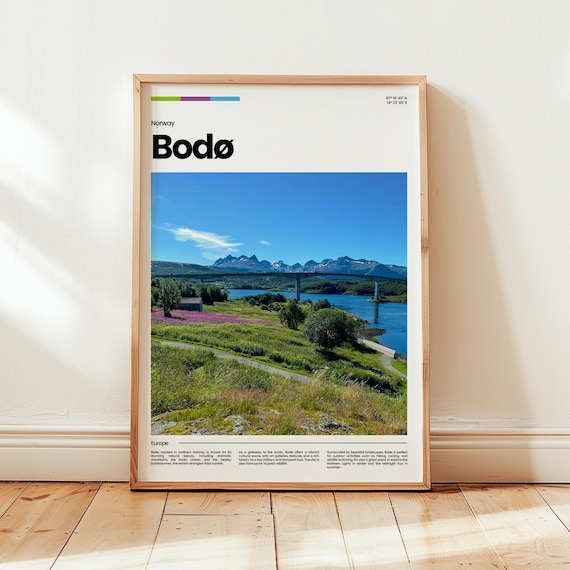 Bodo Norway Coastal Bridge Landscape Photo Travel Poster Decor