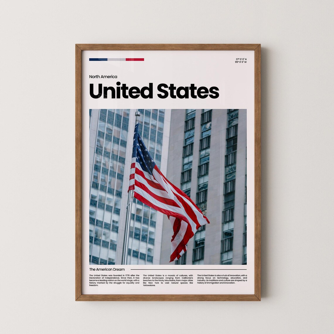 United States American Flag Skyscraper City The American Dream Poster