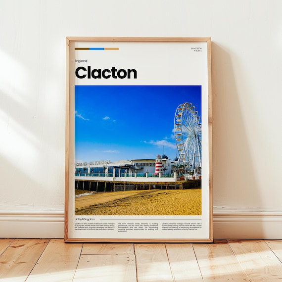 Clacton England Seaside Pier Ferris Wheel Photo Beach Poster