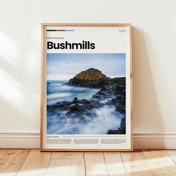 Bushmills Giant's Causeway Basalt Cliffs Northern Ireland Travel Poster