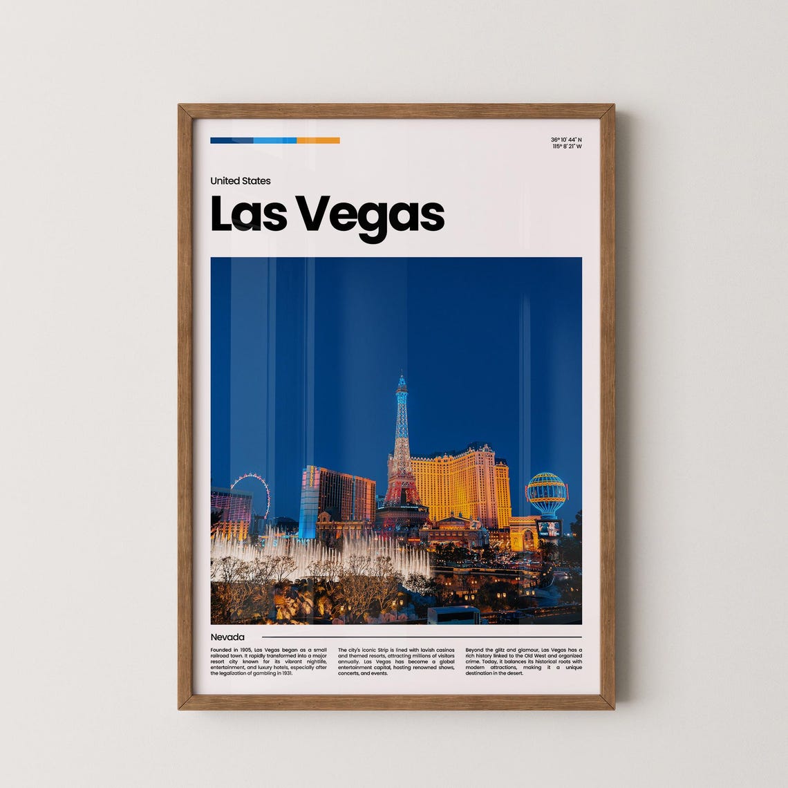 Las Vegas Nevada Strip Night Cityscape Travel Photography Poster