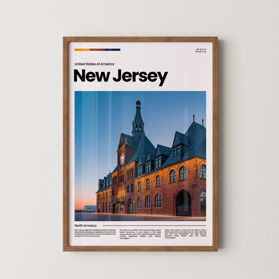 New Jersey Historic Train Terminal Sunset Architecture Poster