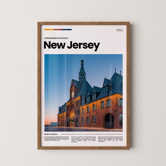 New Jersey Travel Poster New Jersey Poster New Jersey Photo Poster New Jersey Art Print Usa Travel Poster Travel Gift