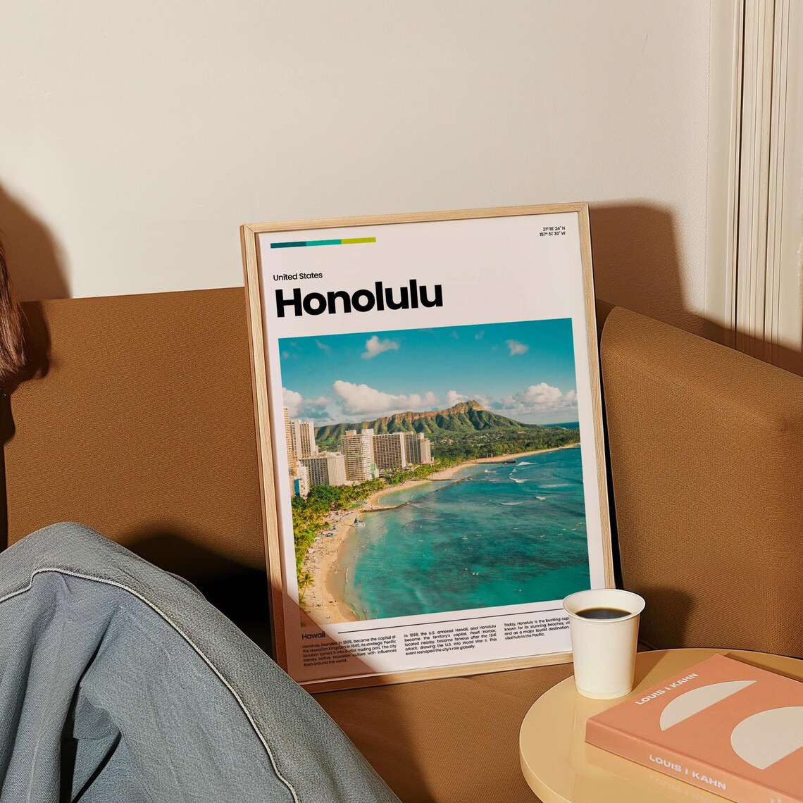 Honolulu Hawaii Waikiki Beach Aerial Travel Photography Poster - Image 4