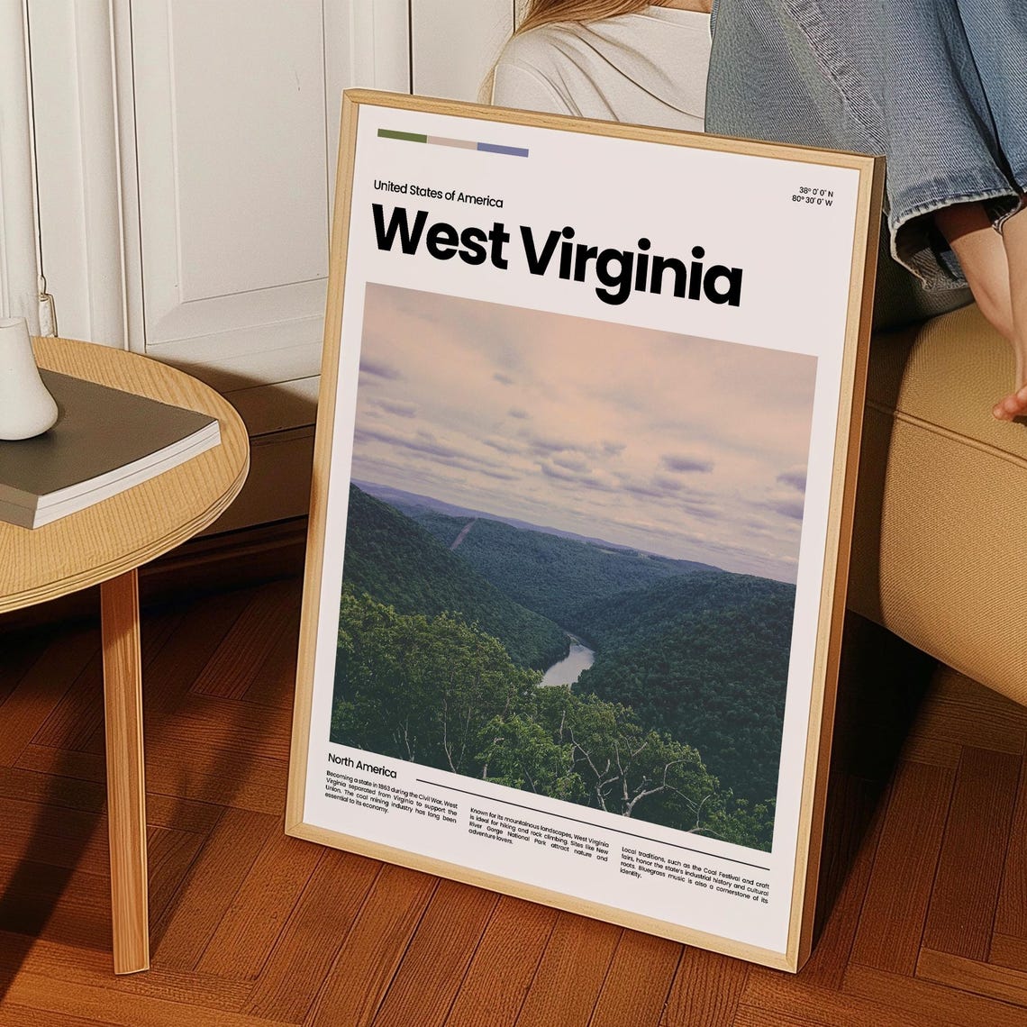 West Virginia New River Gorge Mountain River Valley Scenic Poster - Image 3