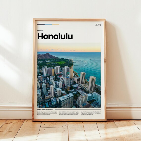 Honolulu Poster Print Photo Hawaii Travel Gift
