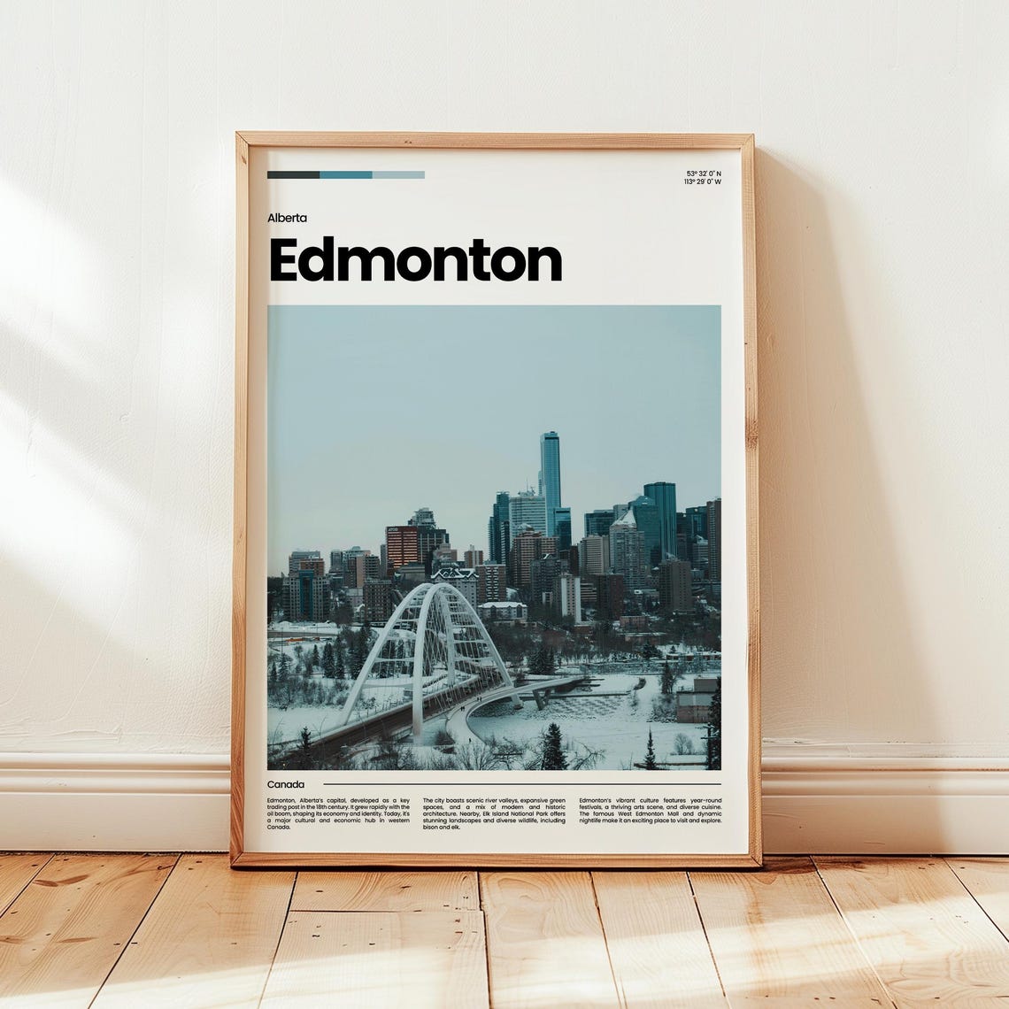 Edmonton Alberta Canada Winter Skyline Travel Photography Poster