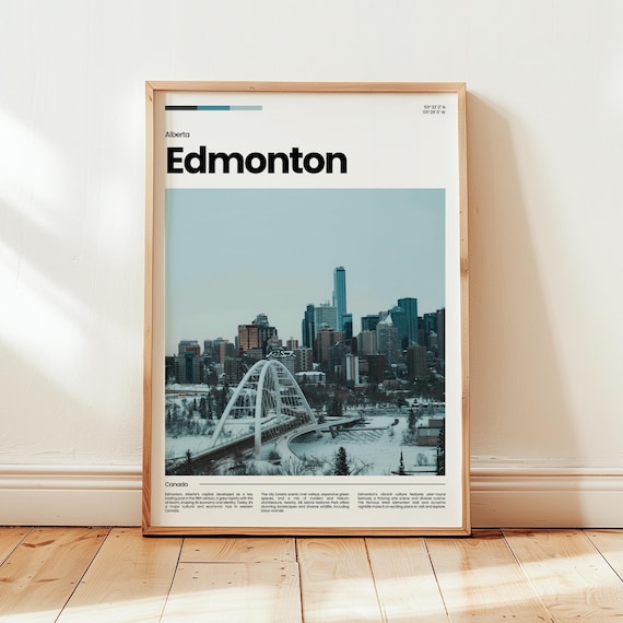Edmonton Alberta Canada Winter Skyline Travel Photography Poster