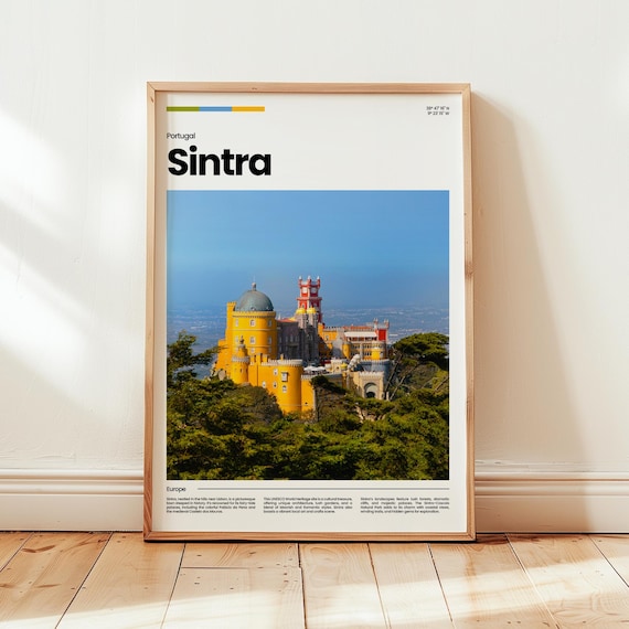 Sintra Portugal Pena Palace Yellow Castle Travel Photo Poster