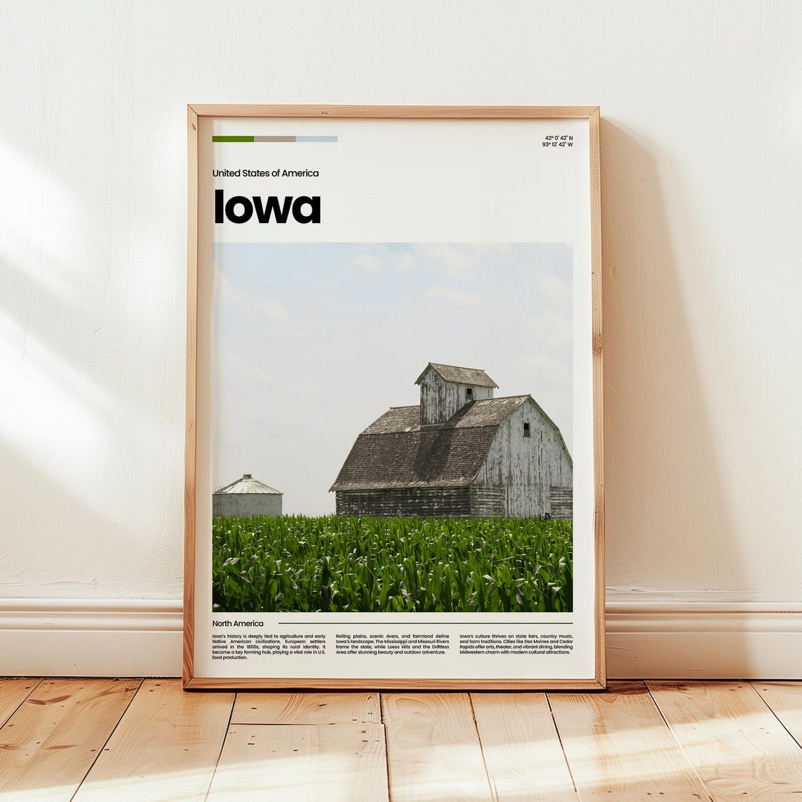 Iowa Weathered Barn Green Cornfield Rustic Farm Travel Poster