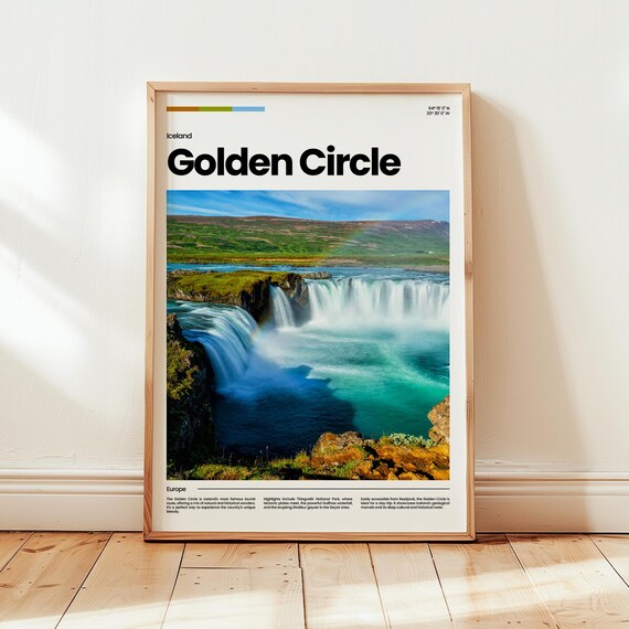 Golden Circle Iceland Waterfall Photo Travel Europe Nature Wall Art