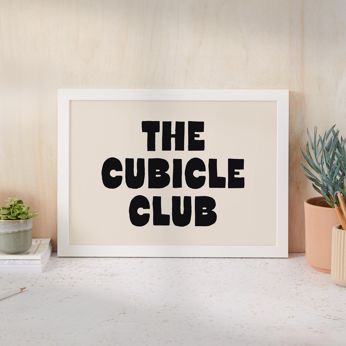 Cubicle Club Art Print Funny Office Wall Art For Men Or Women Trendy Funky Office Decor Black Beige Instant A260 - Image 3