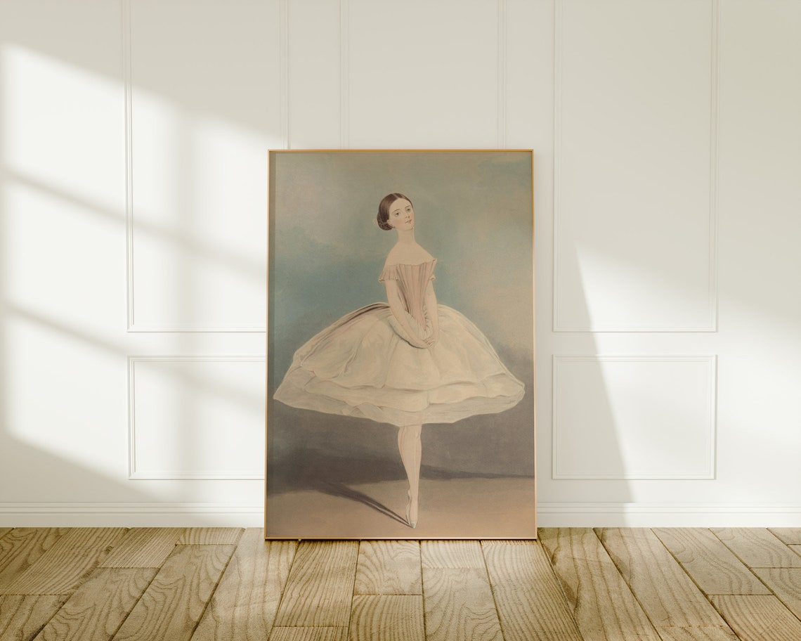 Vintage Ballerina Painting Girls Room Coquette Decor Balletcore Wall Art - Image 3