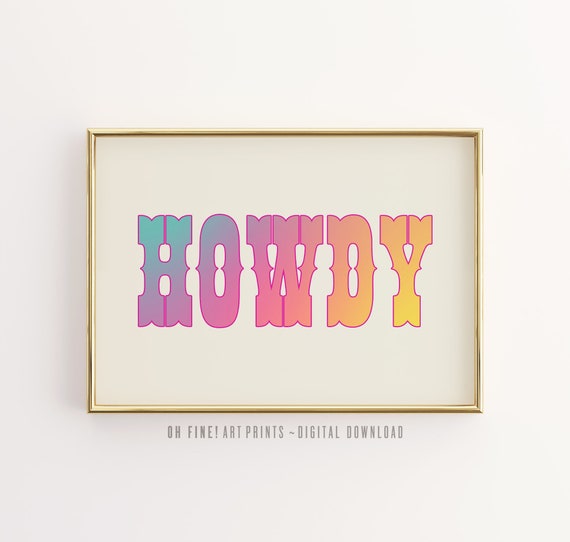 Howdy Wall Art Boho Cowboy Cowgirl Print Cute Western Decor Print Poster