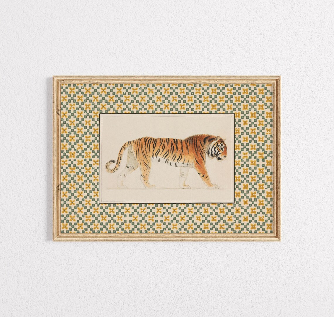 Vintage Tiger Art Print, Muted Neutral Maximalist - Image 2