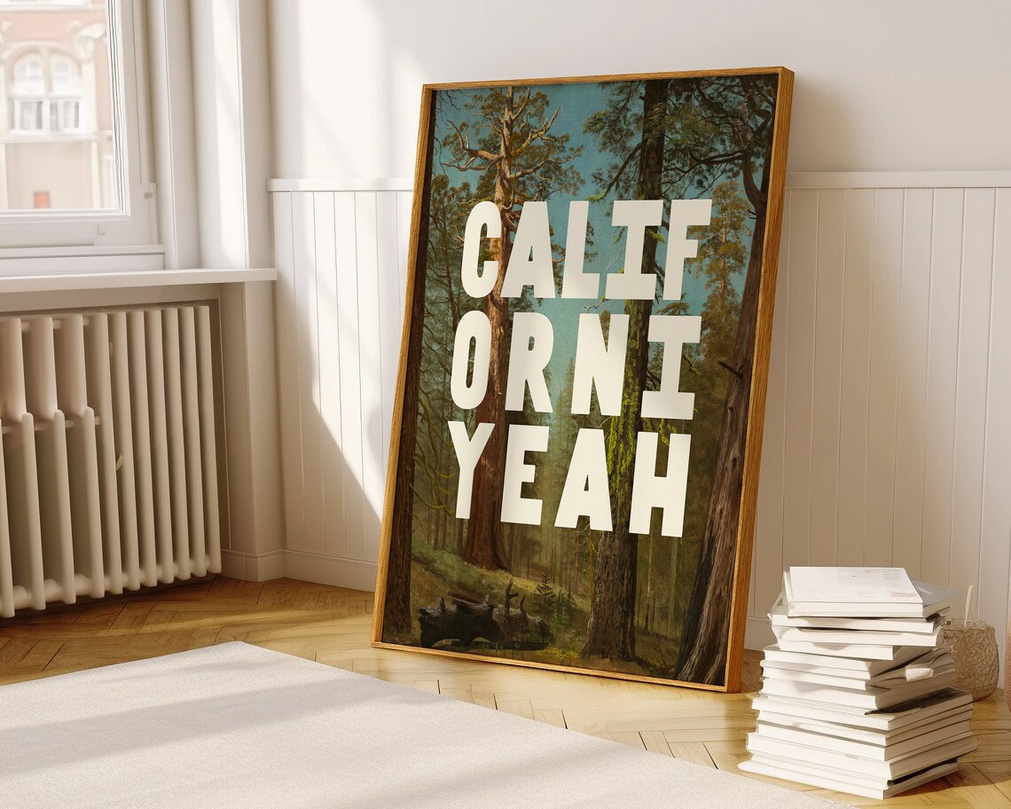 California Yeah Retro Redwood Forest Vintage Style Travel Poster - Image 2