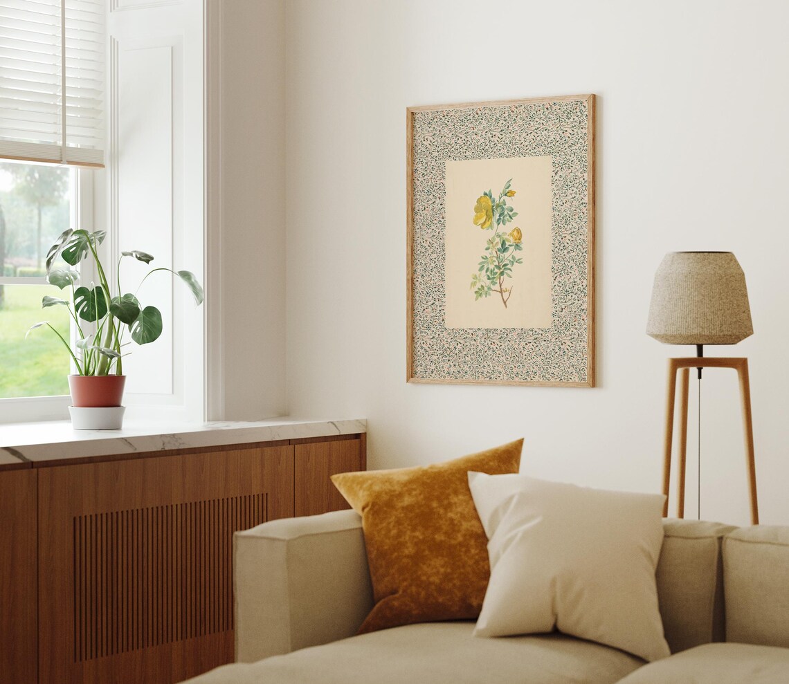Vintage Rose Botanical Art Print, Farmhouse Cottagecore - Image 2