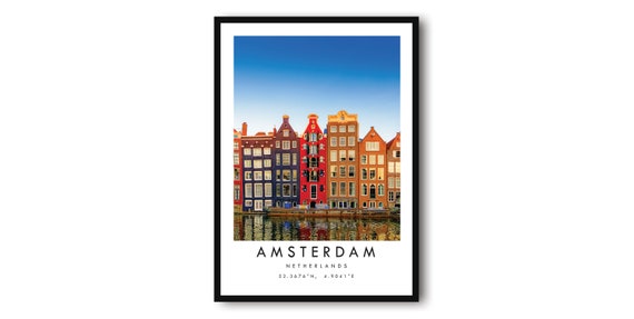 Amsterdam Canal Art Print, Netherlands Travel Poster