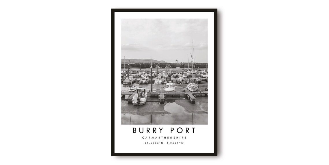 Burry Port Black and White, Carmarthenshire Art Print