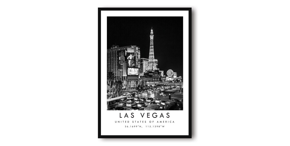 Las Vegas Black And White Cityscape Art Print