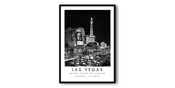 Las Vegas Black And White Cityscape Art Print