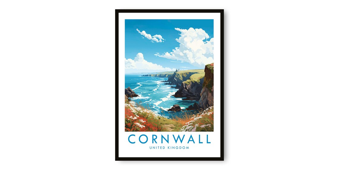 Cornwall Travel Poster, United Kingdom Art Print