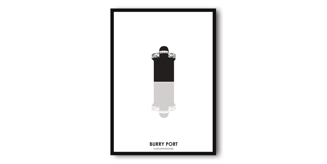 Burry Port Lighthouse Minimalist Silhouette Wales Coast Poster