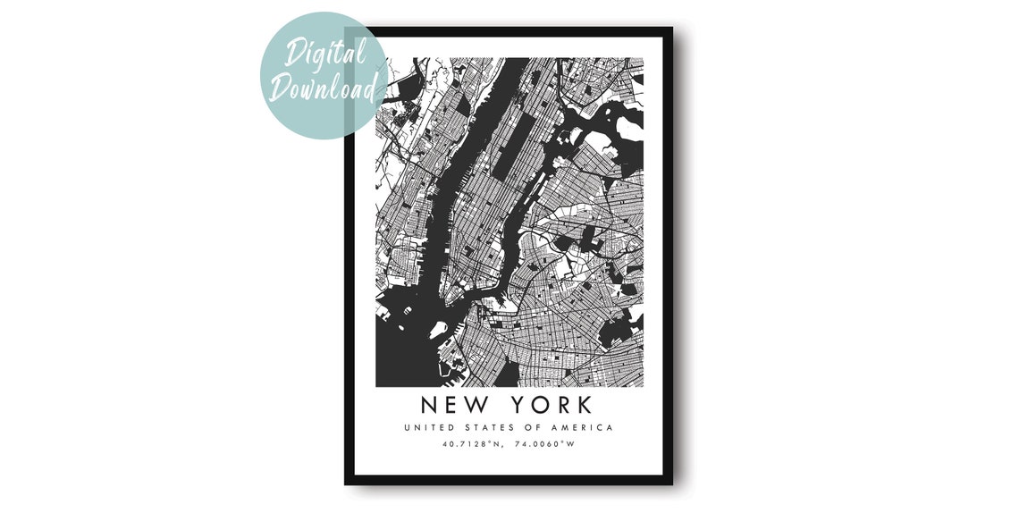 New York Map Art Print, Travel Poster