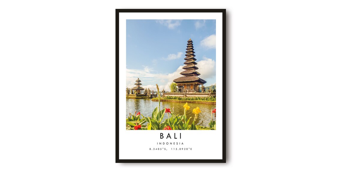 Bali Indonesia Water Temple on the Lake Color Travel Photo Print
