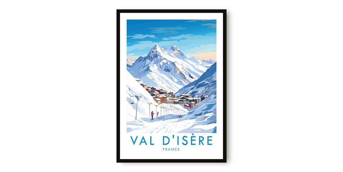 Val d'Isère Travel Poster, French Skiing Decor