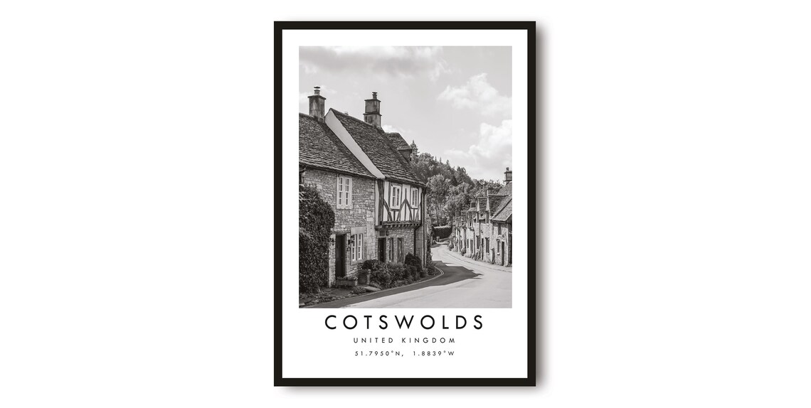 Cotswolds Travel Poster, England Place Print