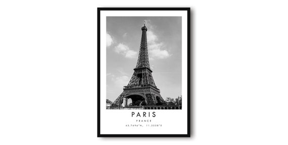 Paris Travel Poster, Minimalist Black And White