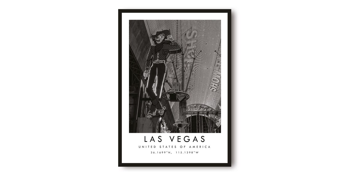 Las Vegas Black and White Travel Poster Art Print