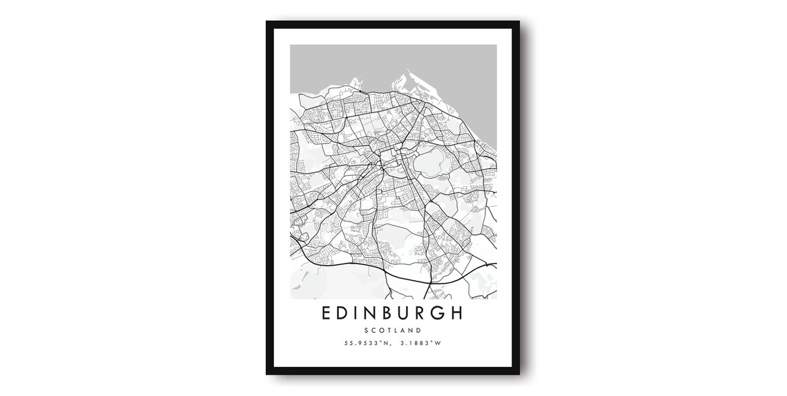 Edinburgh Scotland Map, Minimalist City Art Print