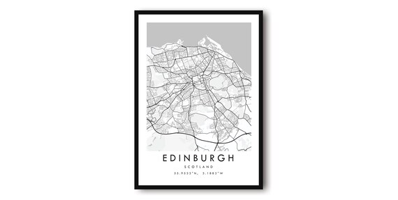 Edinburgh Scotland Map, Minimalist City Art Print