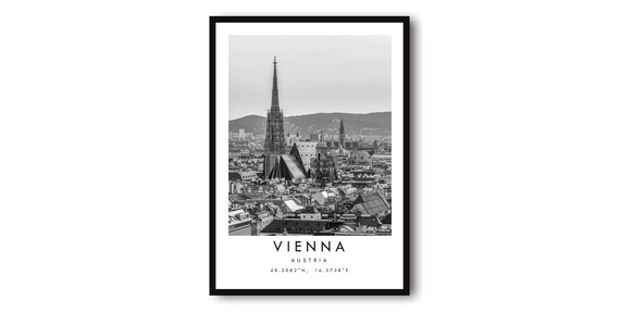 Vienna Austria Black And White Minimalist Art Print