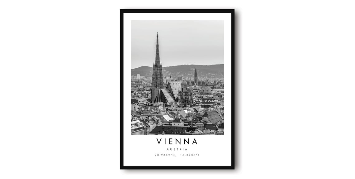 Vienna Austria Black And White Minimalist Art Print