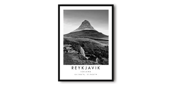 Reykjavik Travel Poster, Minimalist Iceland Art Print