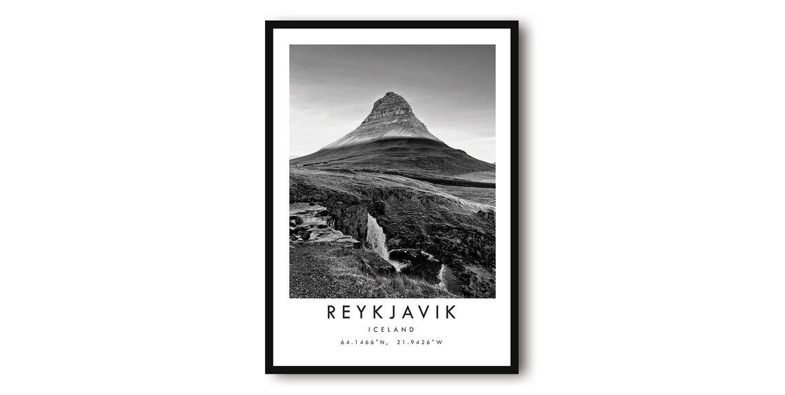 Reykjavik Travel Poster, Minimalist Iceland Art Print
