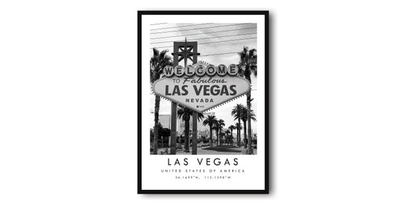 Las Vegas Black And White Minimalist Travel Poster