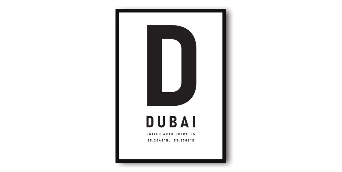 Dubai United Arab Emirates Typography With Coordinates Poster