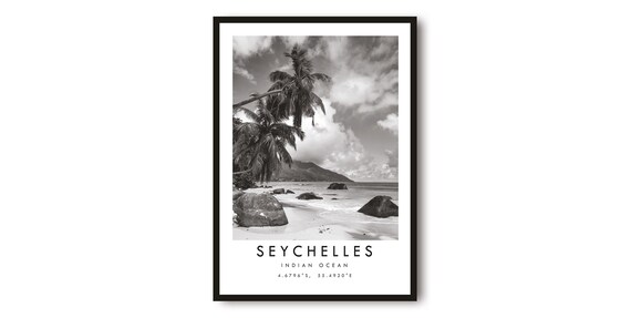 Seychelles Minimalist Travel Poster, Coastal Print