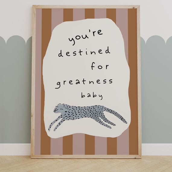 Youre Destined For Greatness Baby Motivational Jungle Animal Wall Art For Kids Room