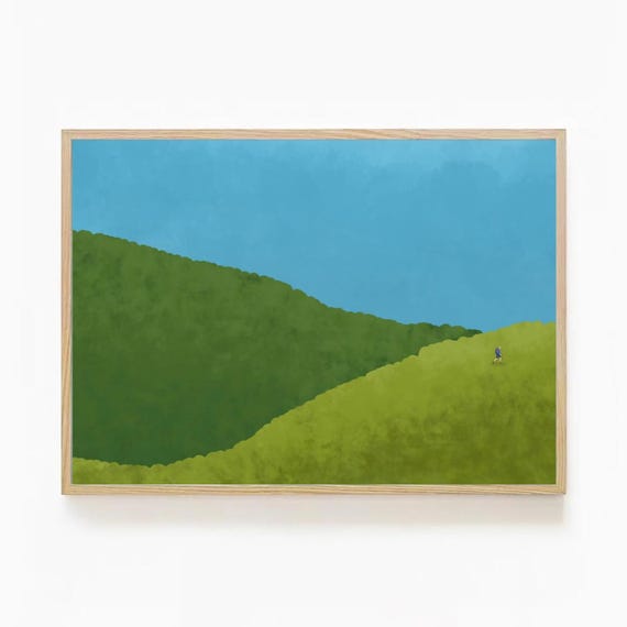 Minimalist Mountain Art Print Boho Summer Hiking Poster